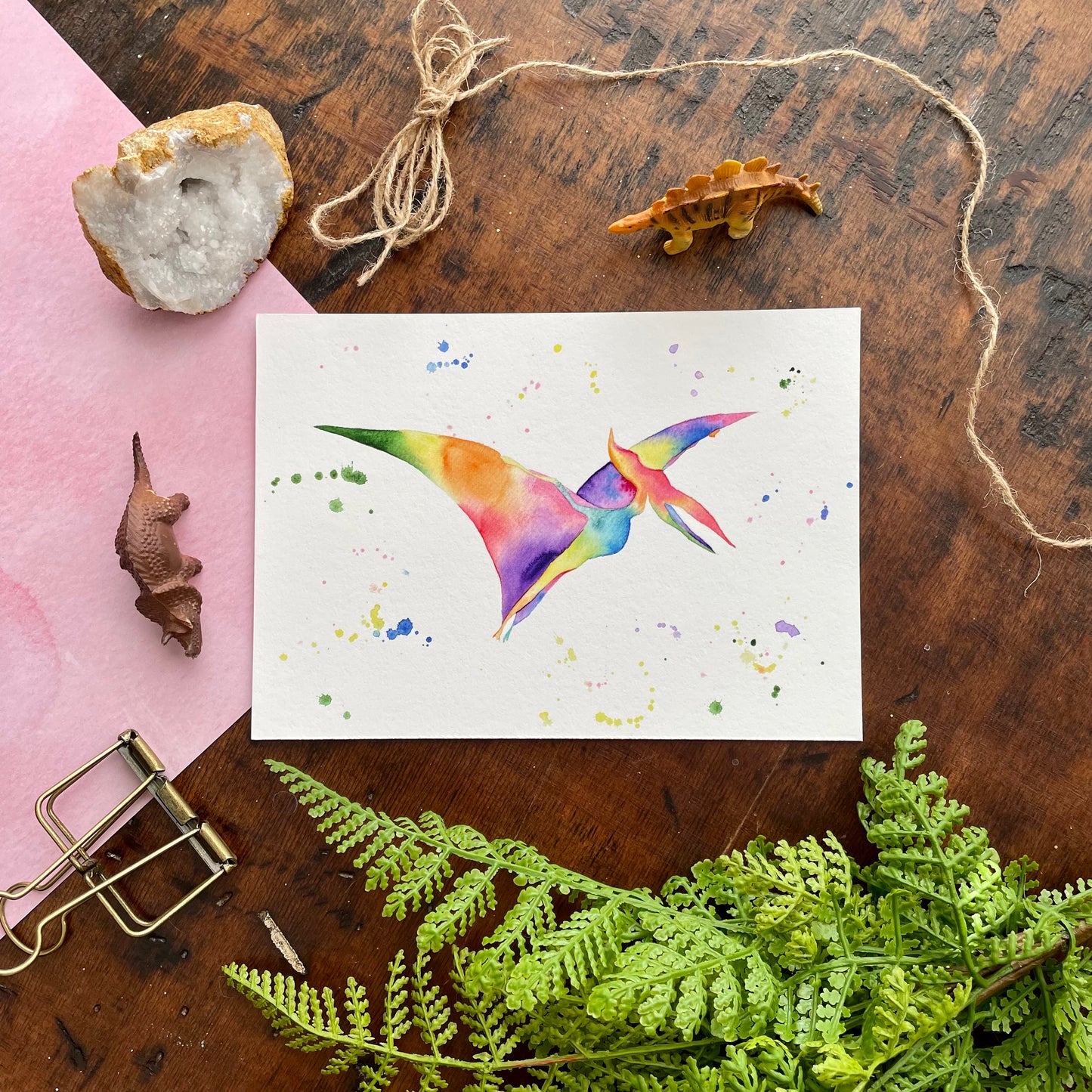 Rainbow Pterodactyl Art Print