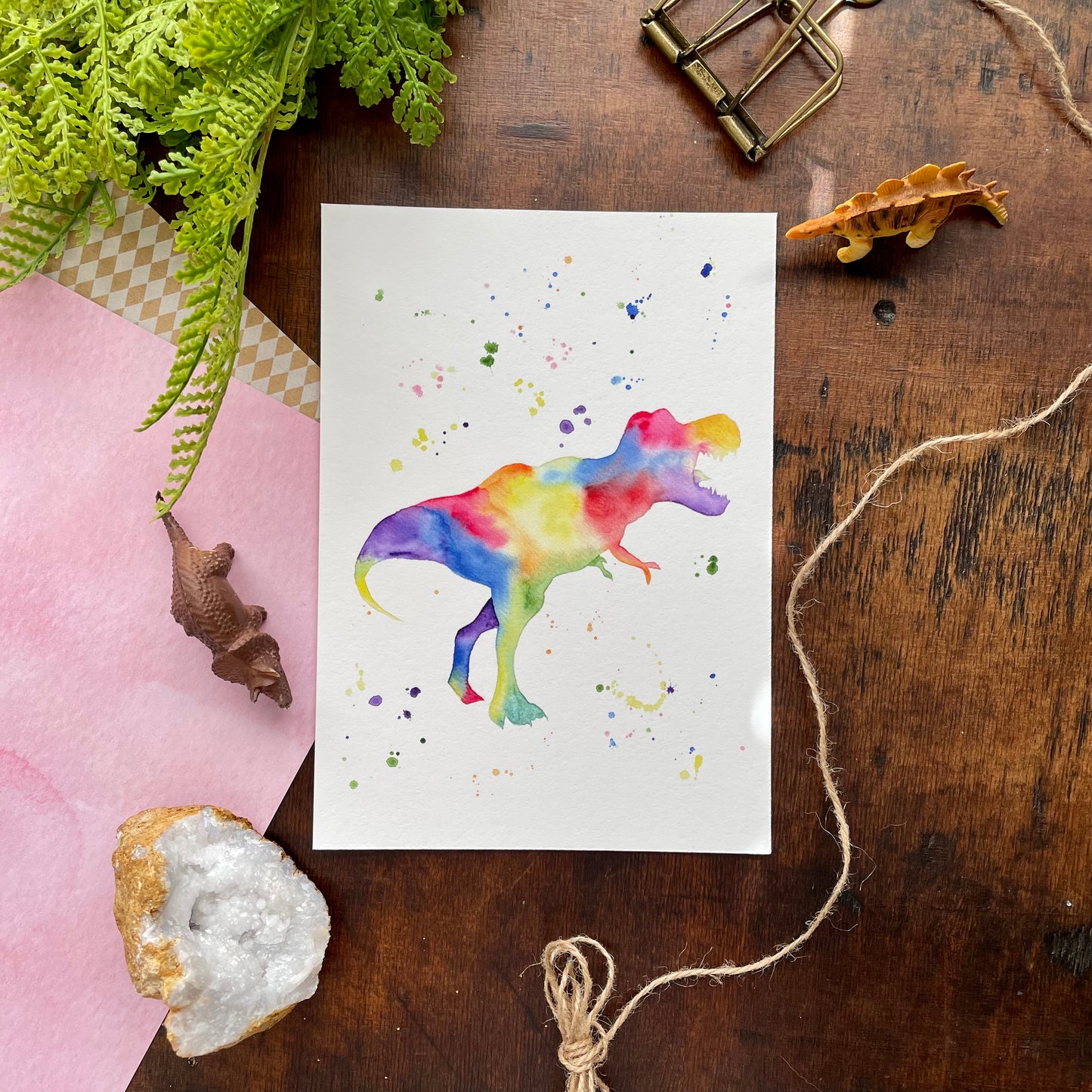 Rainbow T-Rex Art Print