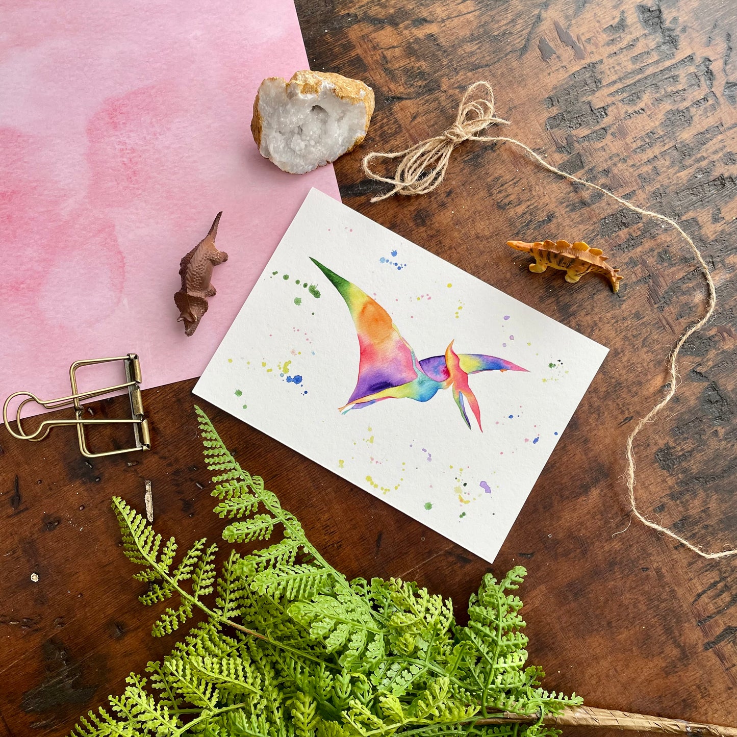 Rainbow Pterodactyl Art Print