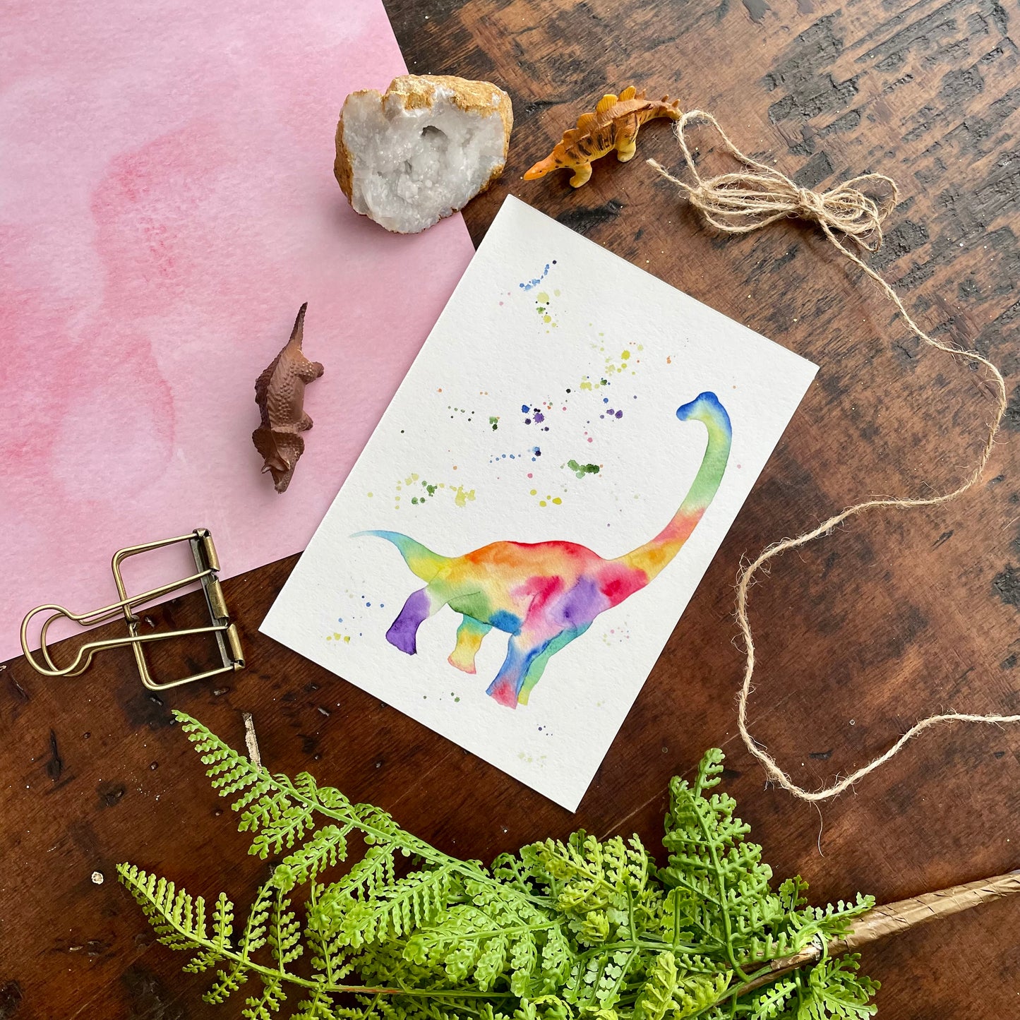 Rainbow Brachiosaurus Art Print