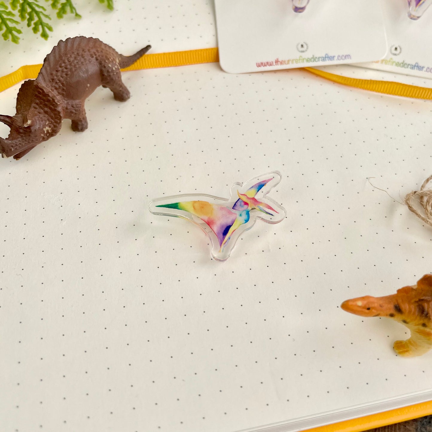 Rainbow Pterodactyl Acrylic Pin