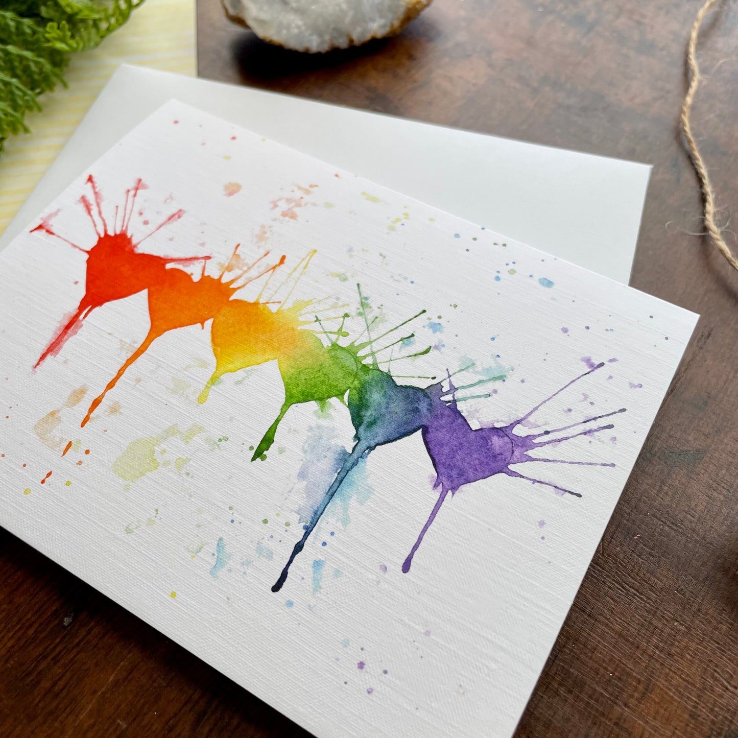 Rainbow Hearts Watercolor Card