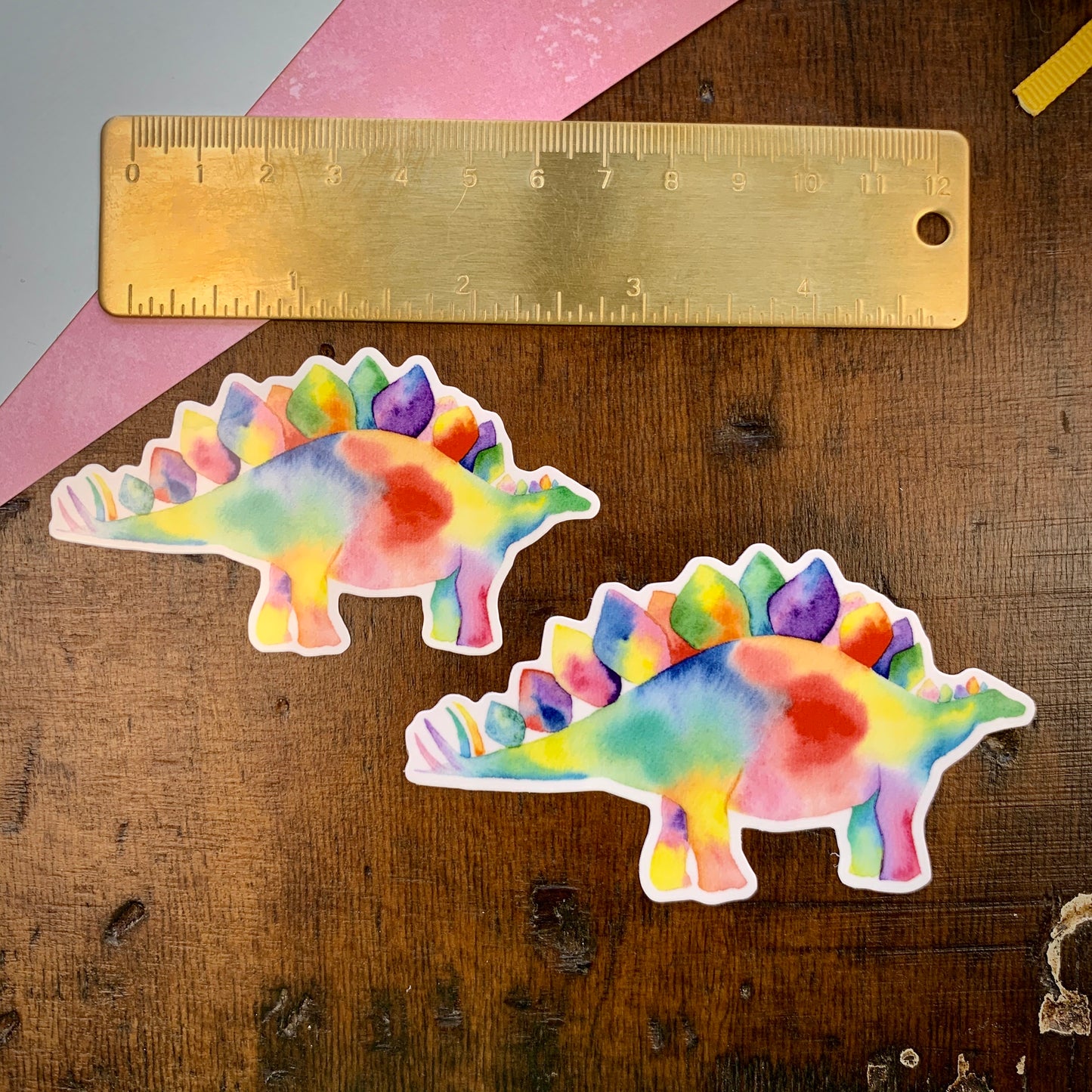 Rainbow Stegosaurus Vinyl Sticker