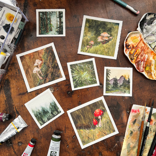 Tiny Forest Original Watercolor Paintings