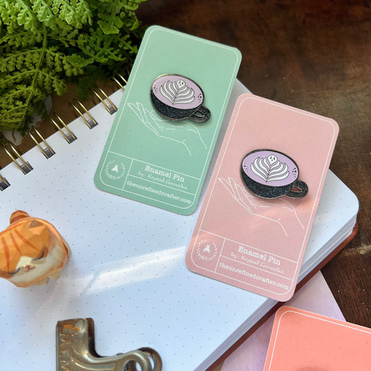 Witches Brew Latte Enamel Pin - Glow in the dark!