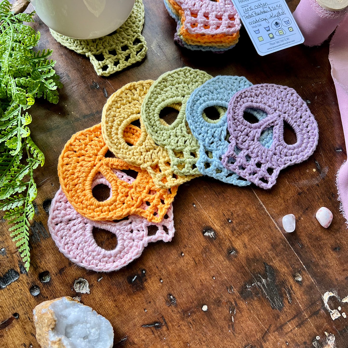 Skull Coaster Set | Pastel Rainbow Palette