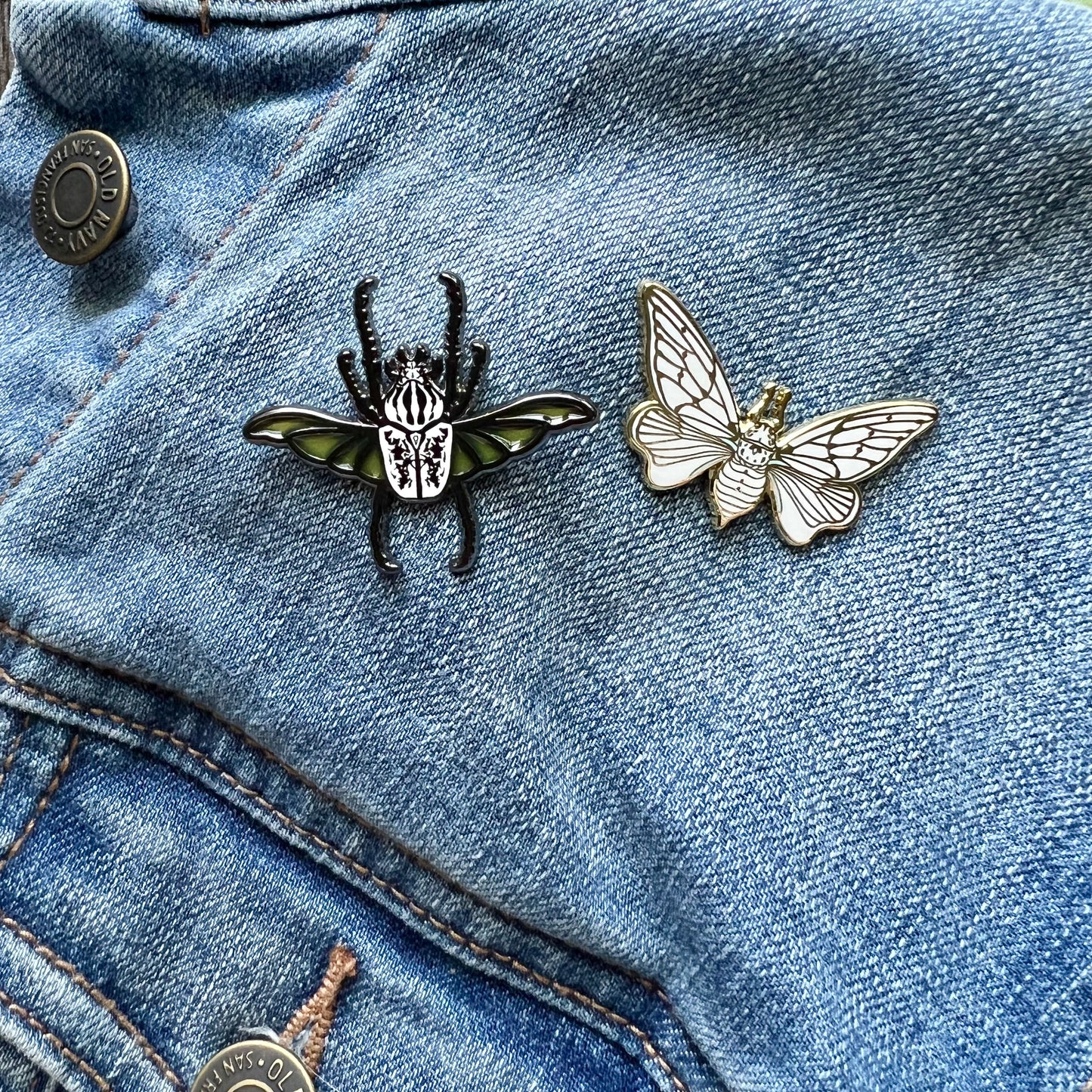 Ghost Cicada Enamel Pin