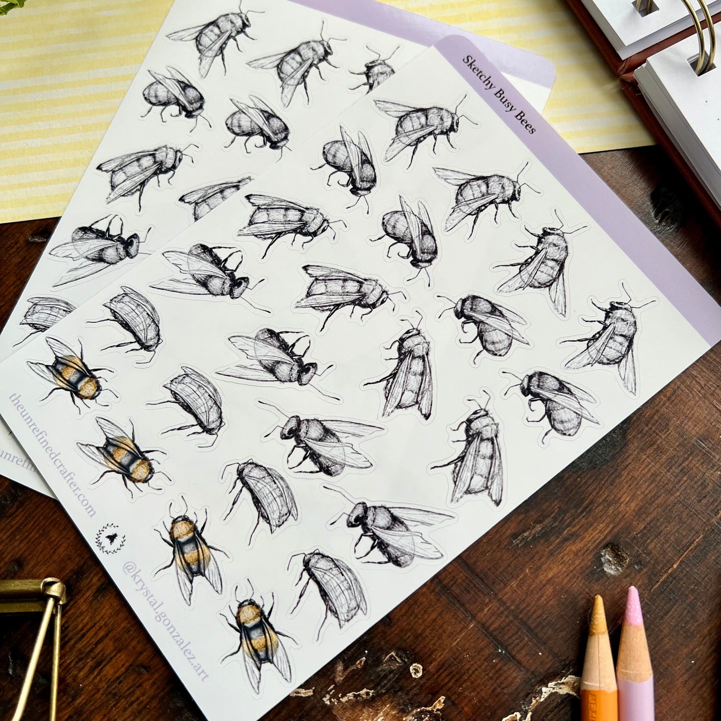 Sketchy Busy Bees Sticker Sheet