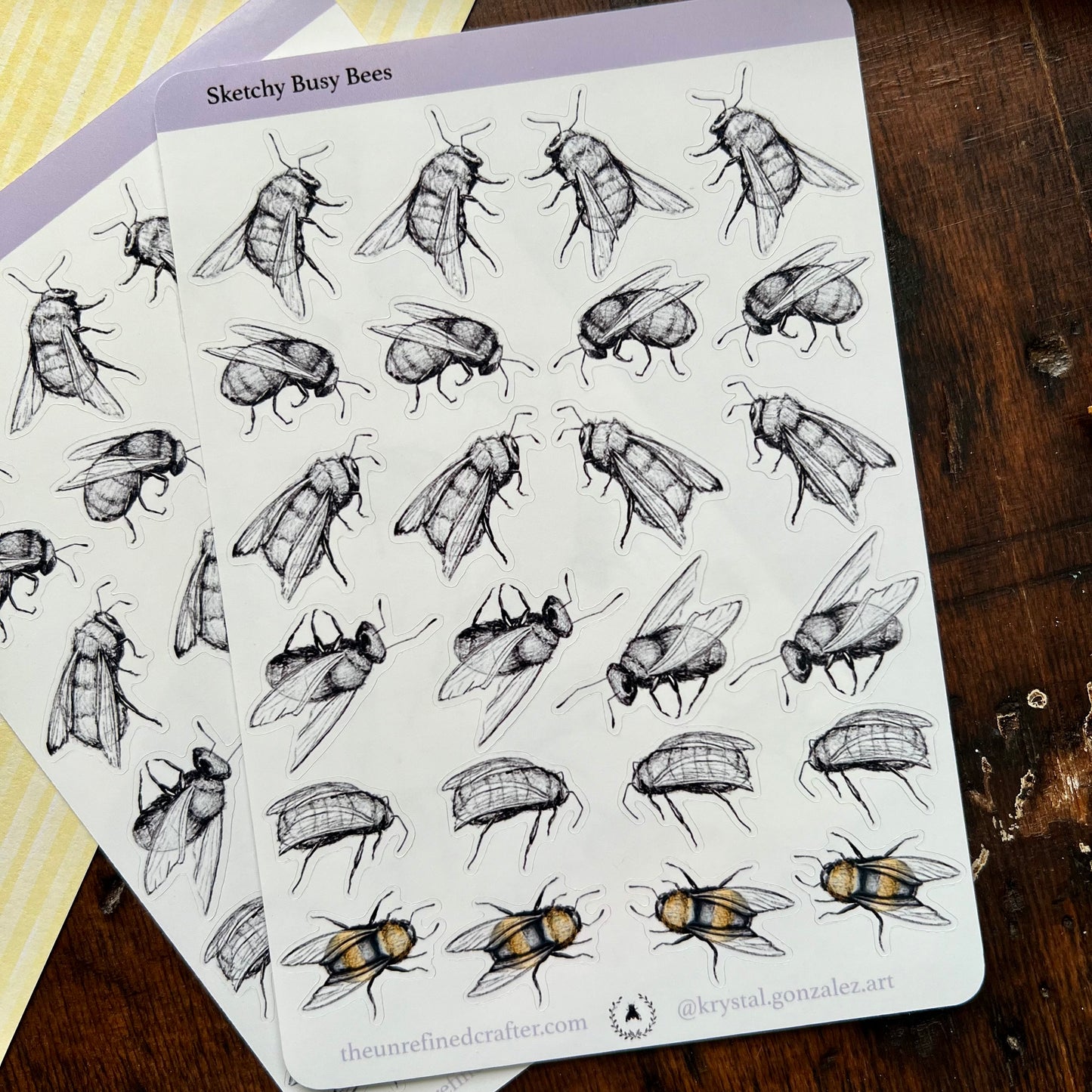 Sketchy Busy Bees Sticker Sheet