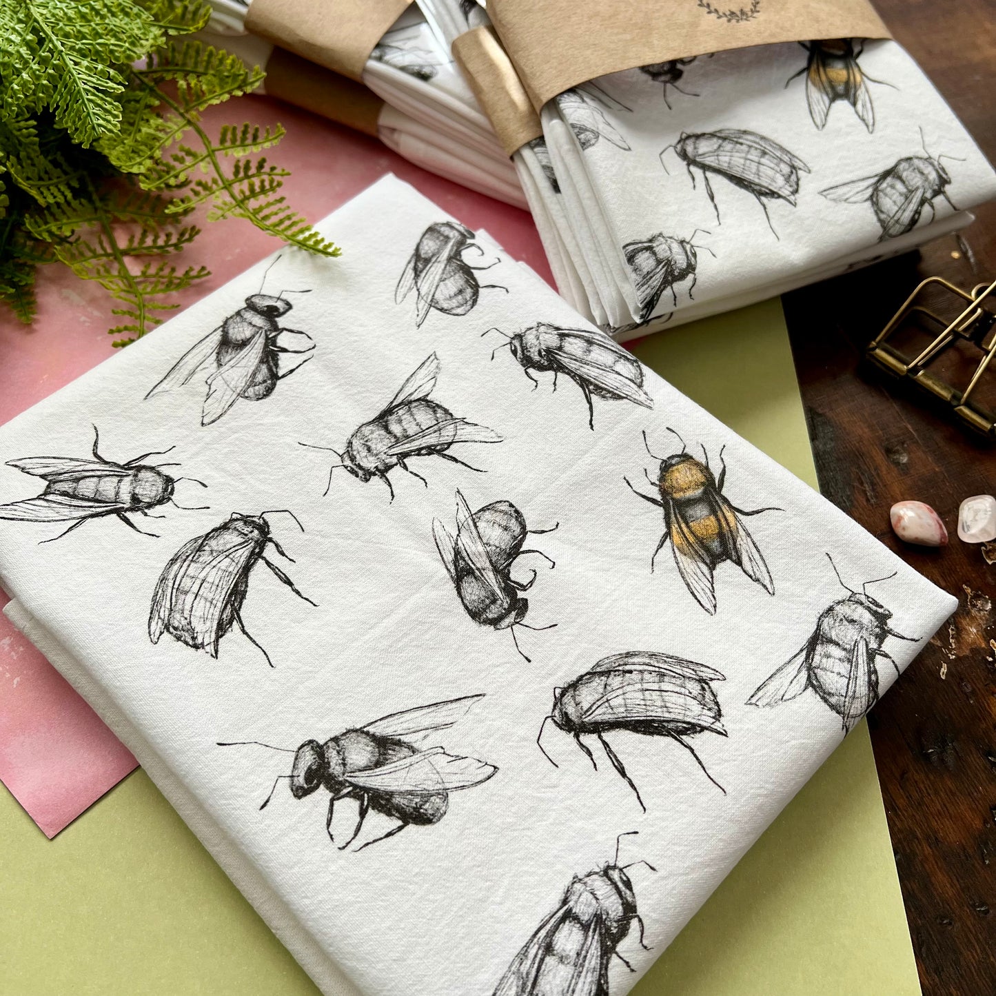 Sketchy Busy Bee Flour Sack Tea Towel
