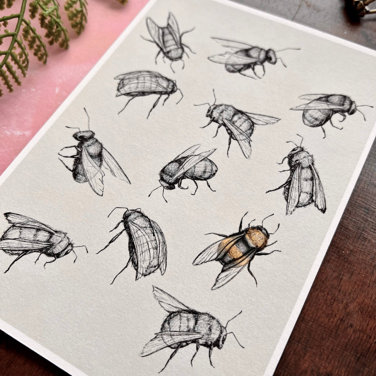Sketchy Busy Bees Art Print