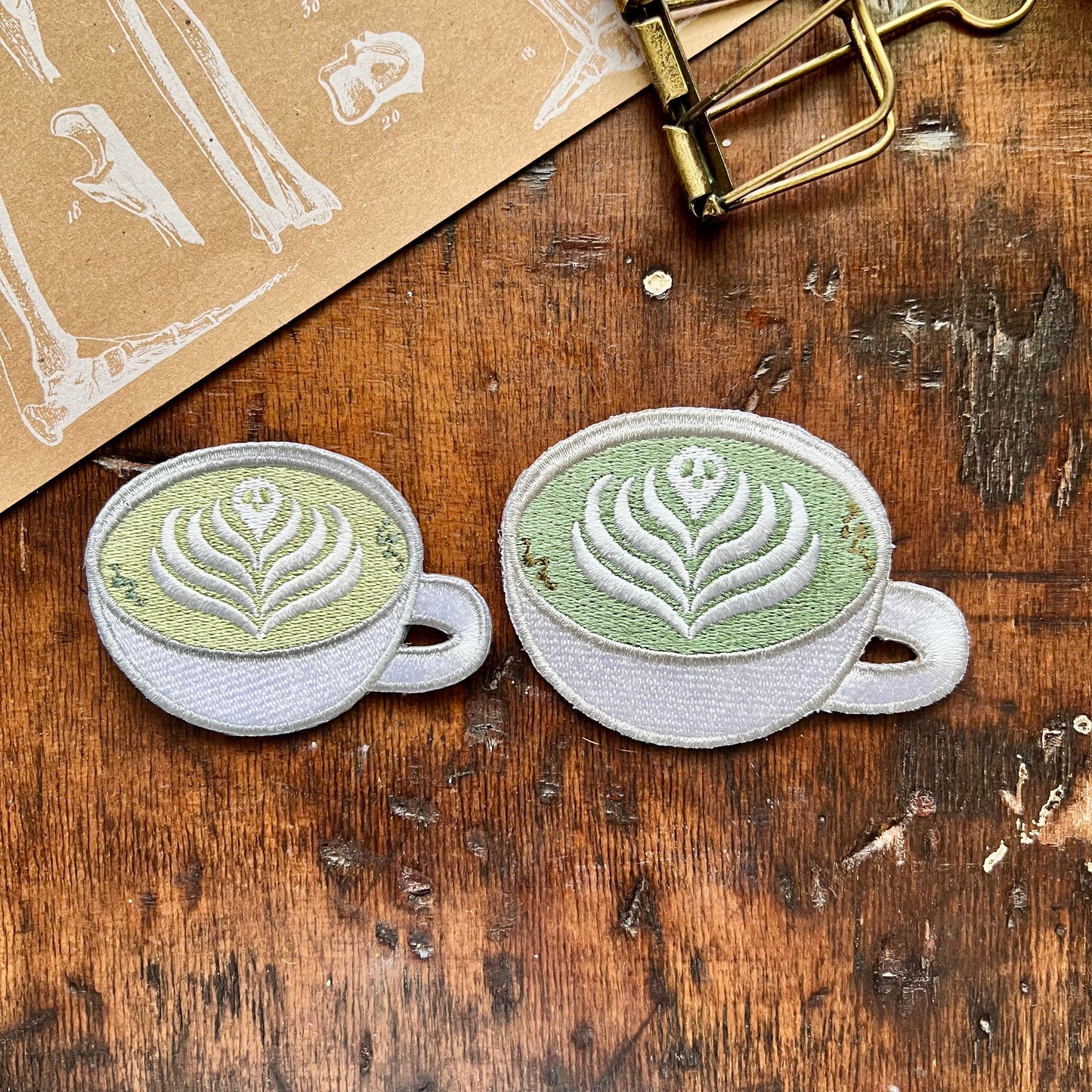 Latte Ghost Embroidered Iron On Patch