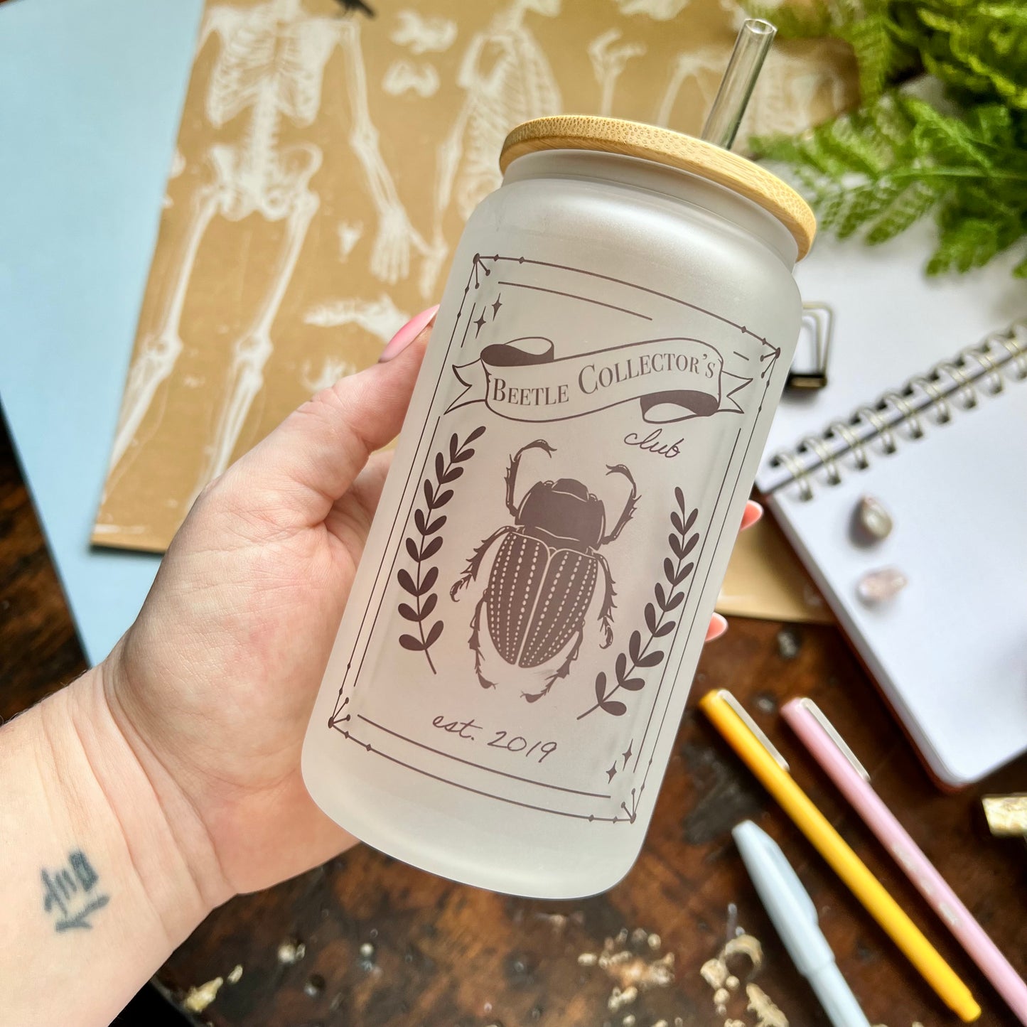 Beetle Collector's Club 16oz Frosted Glass Tumbler