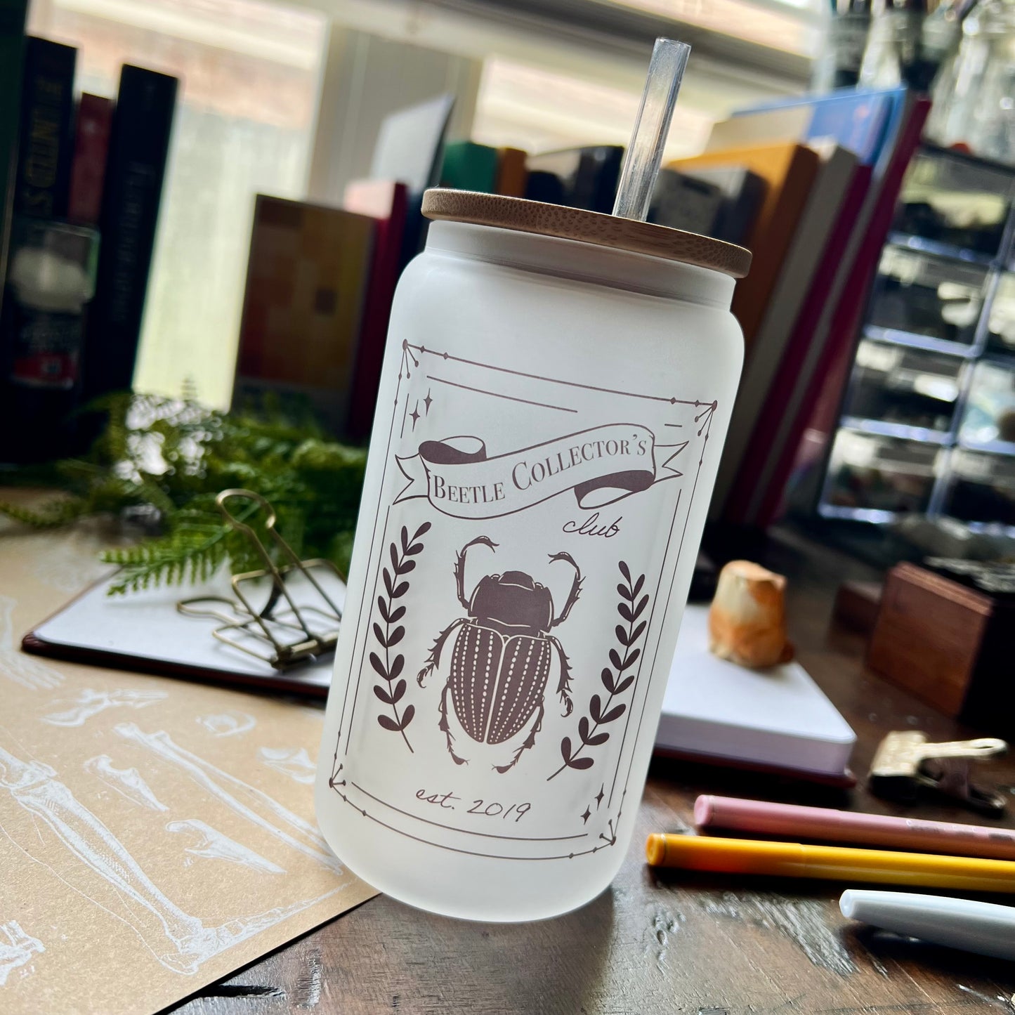 Beetle Collector's Club 16oz Frosted Glass Tumbler