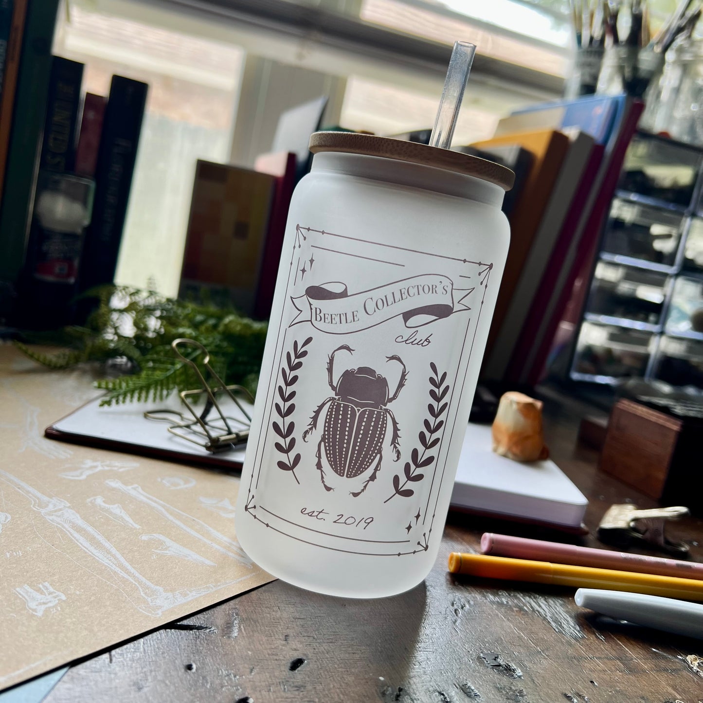 Beetle Collector's Club 16oz Frosted Glass Tumbler