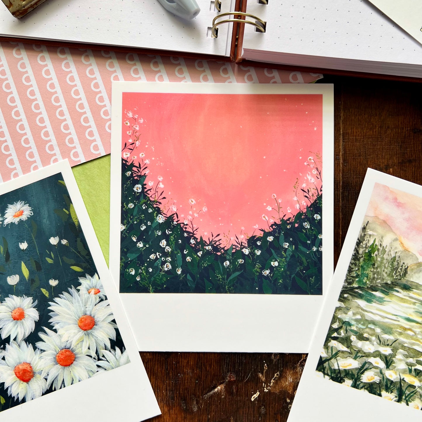 Flowers Polaroid Style Postcard Set