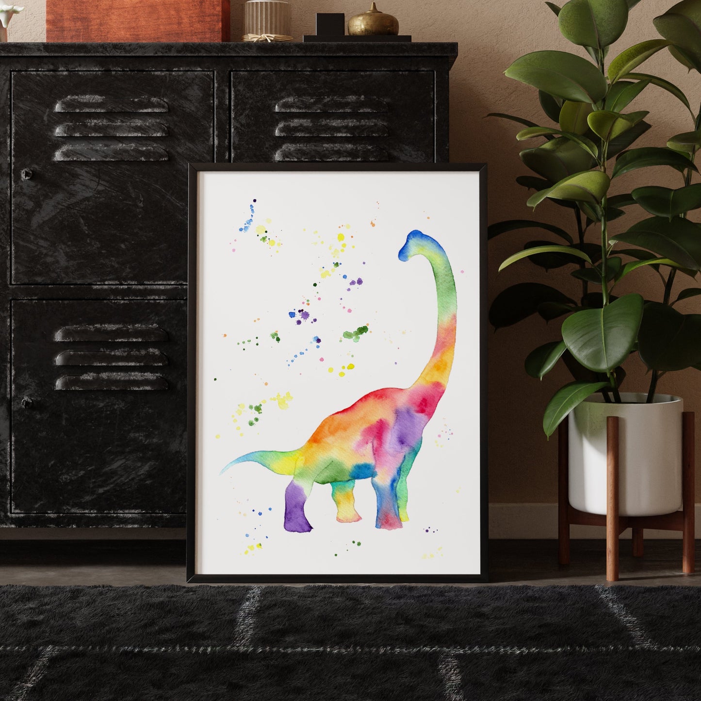 Rainbow Brachiosaurus Art Print