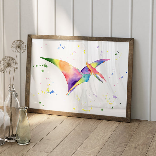 Rainbow Pterodactyl Art Print