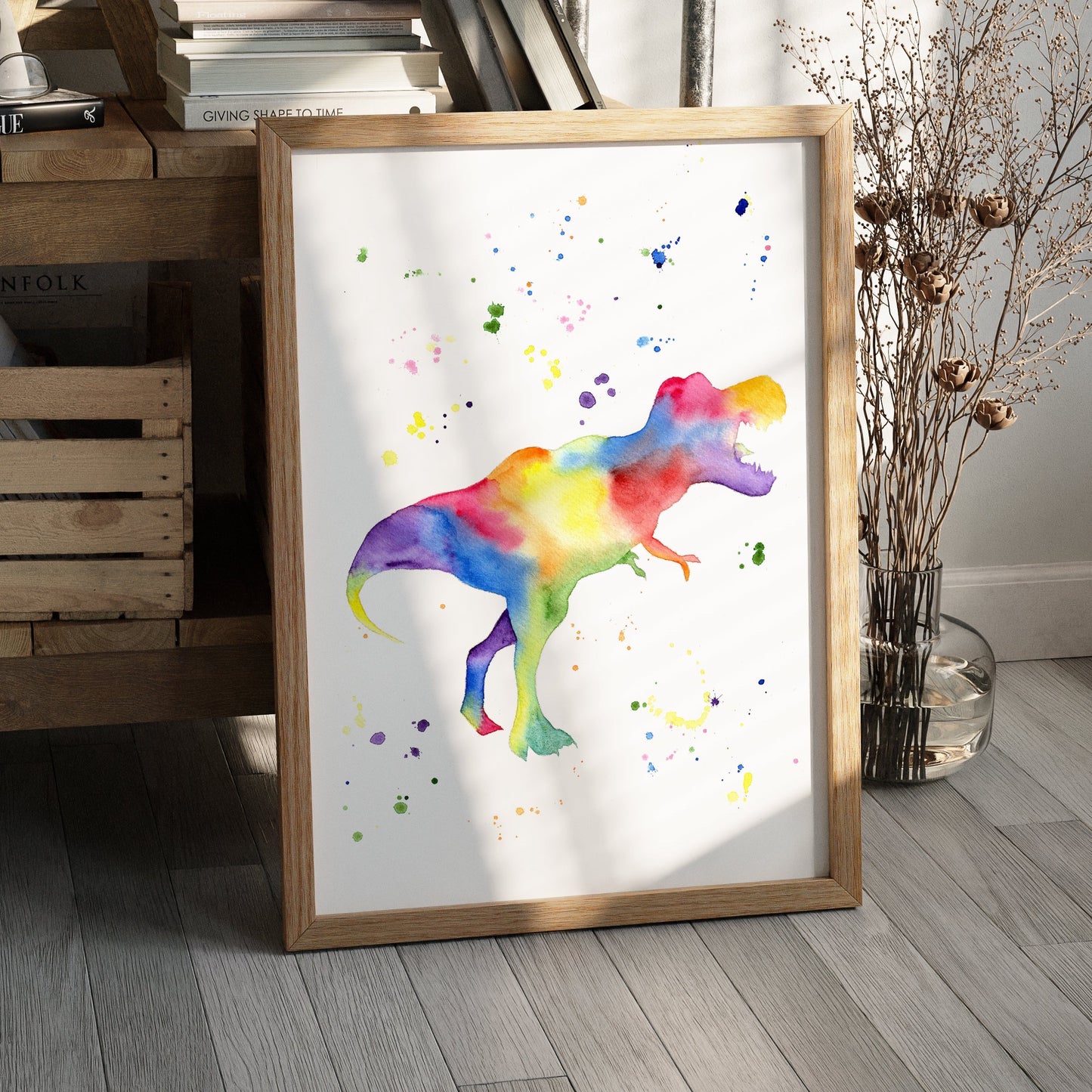 Rainbow T-Rex Art Print