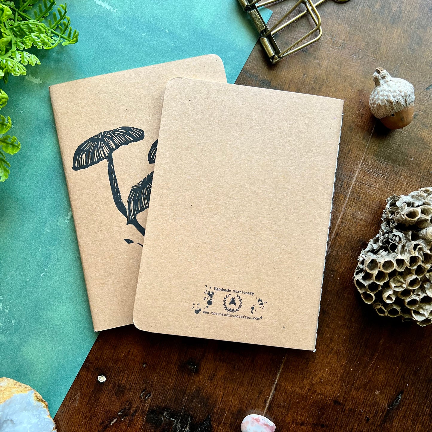 Pixie Cap Mushrooms Handprinted Notebook