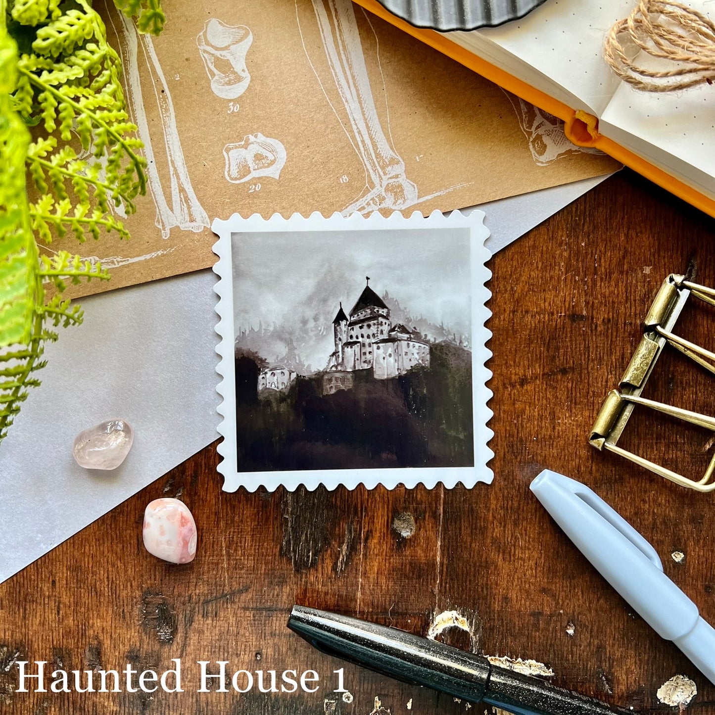 Haunted House Stamp Vinyl Sticker