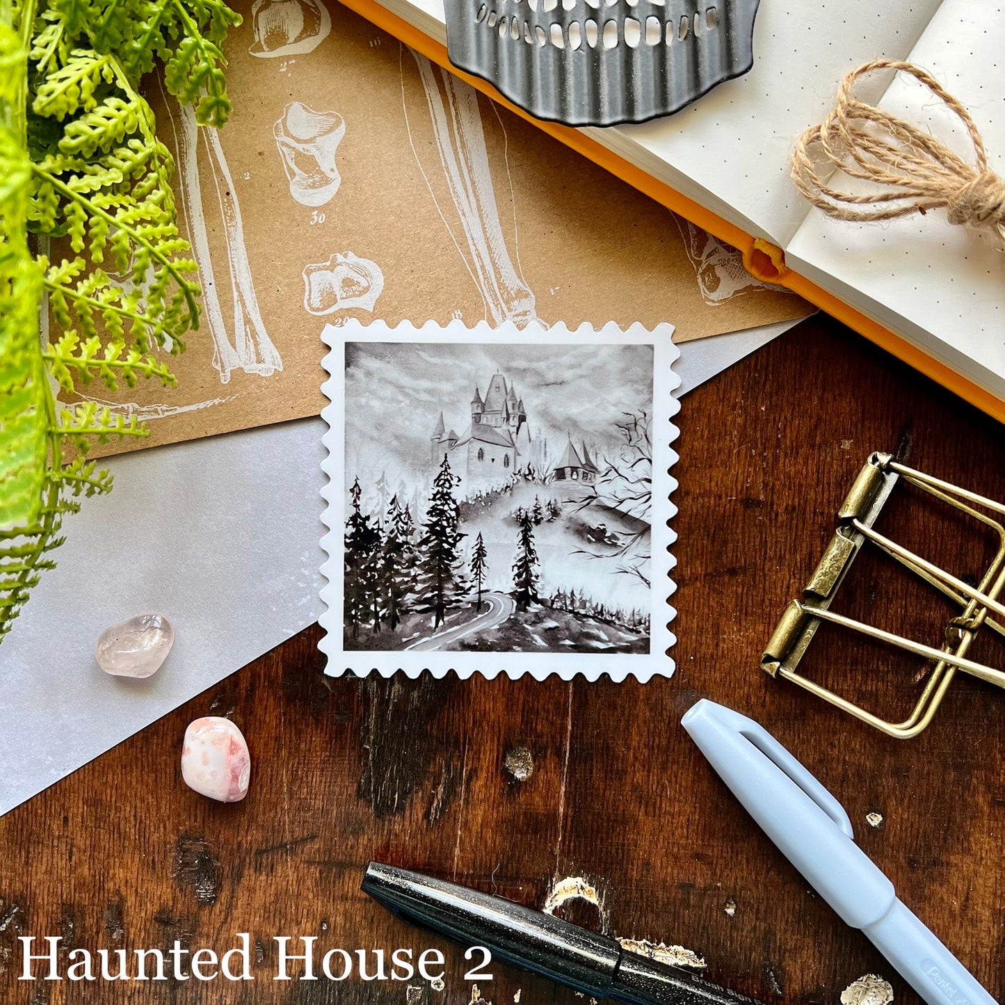 Haunted House Stamp Vinyl Sticker