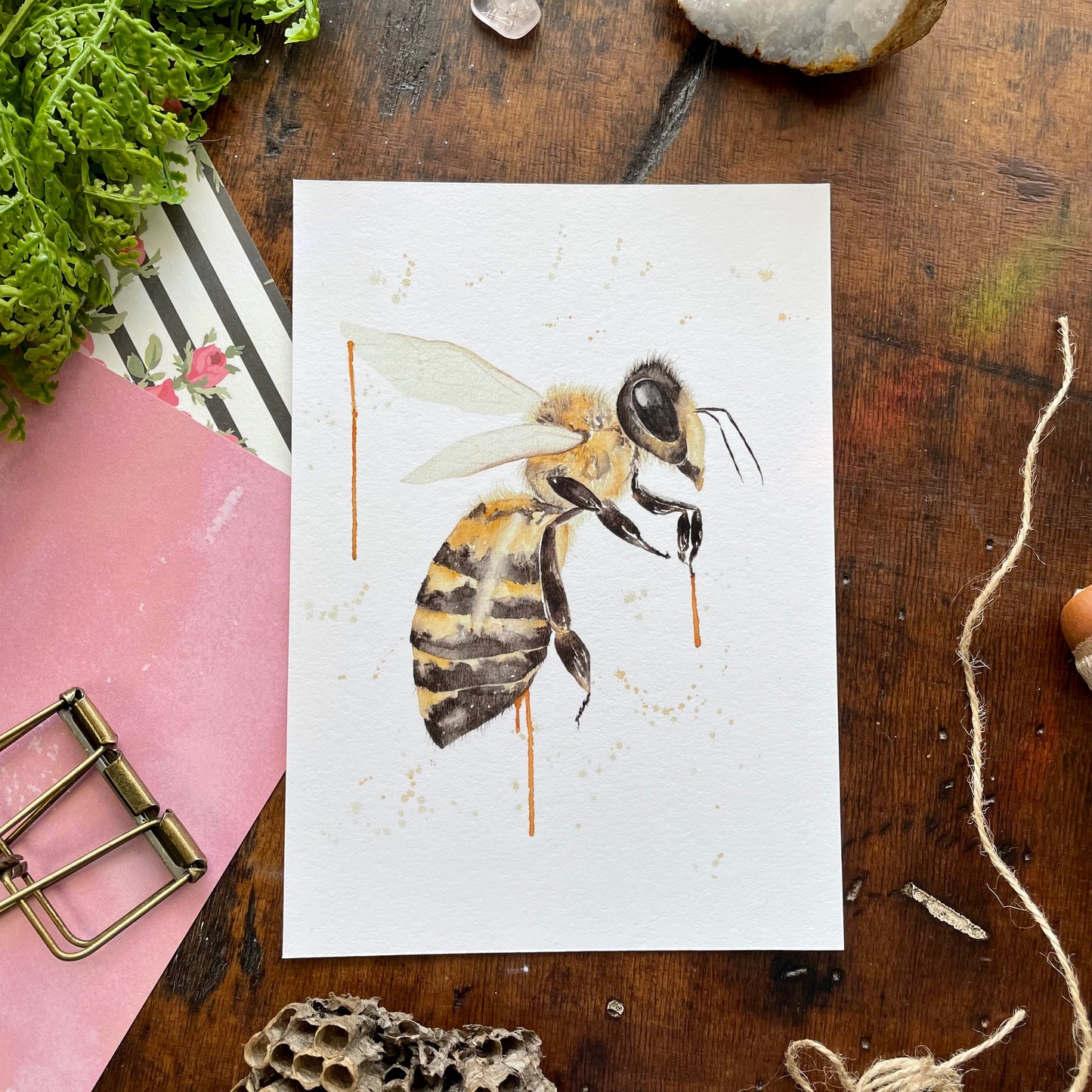 Honeybee Watercolor Print