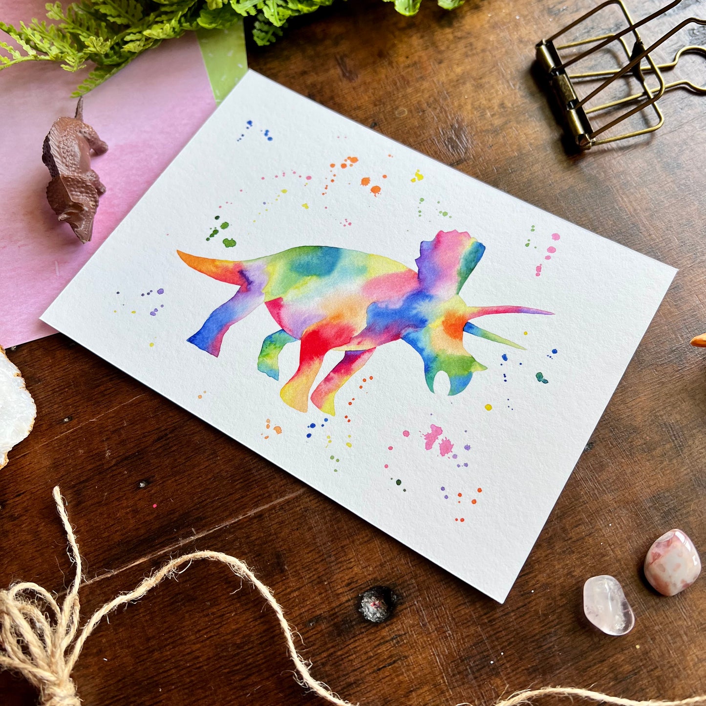Rainbow Triceratops Print