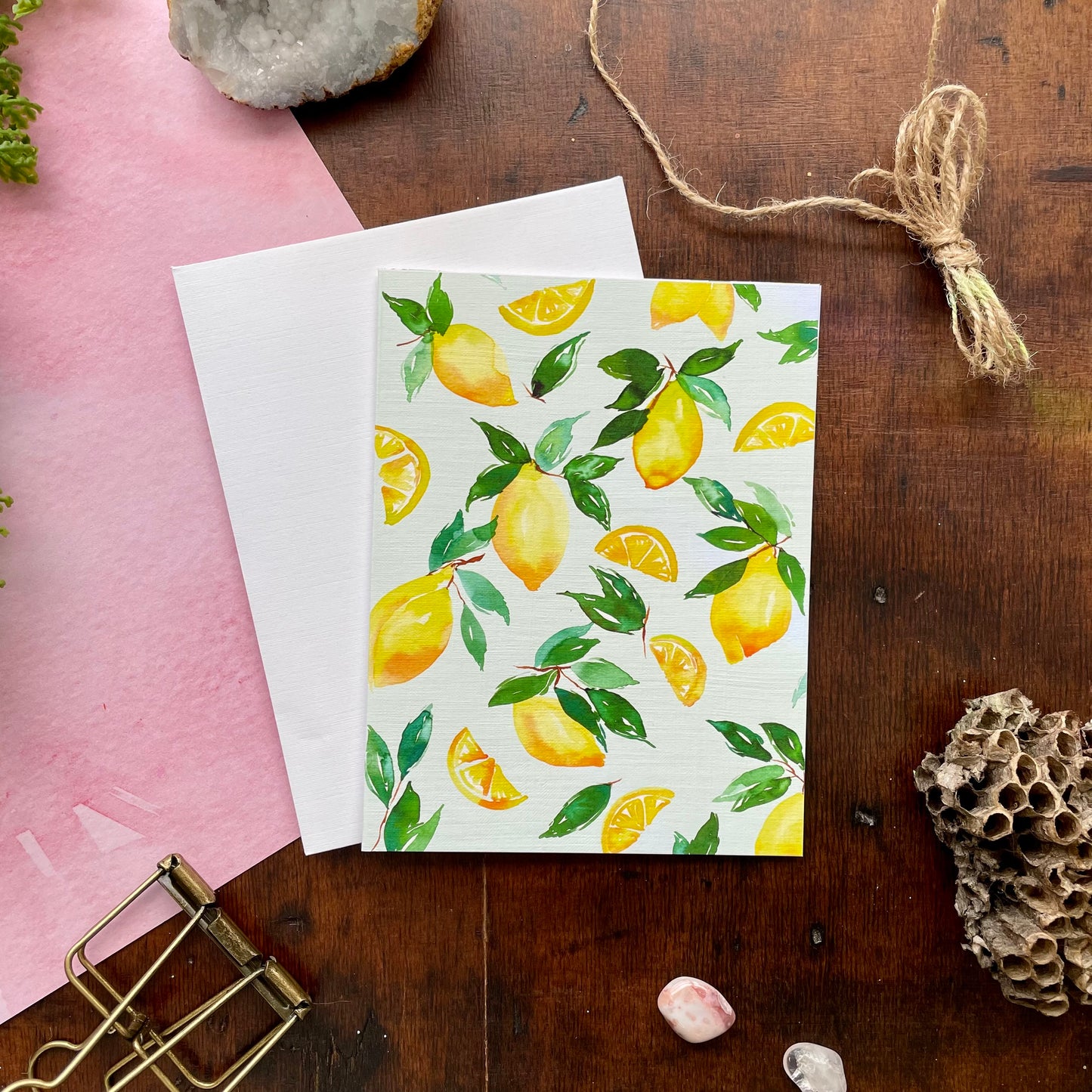 Mint Lemon Watercolor Card