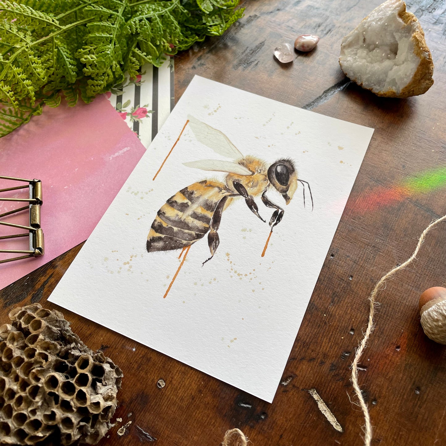 Honeybee Watercolor Print