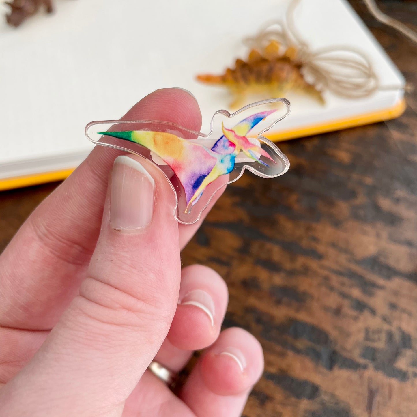 Rainbow Pterodactyl Acrylic Pin