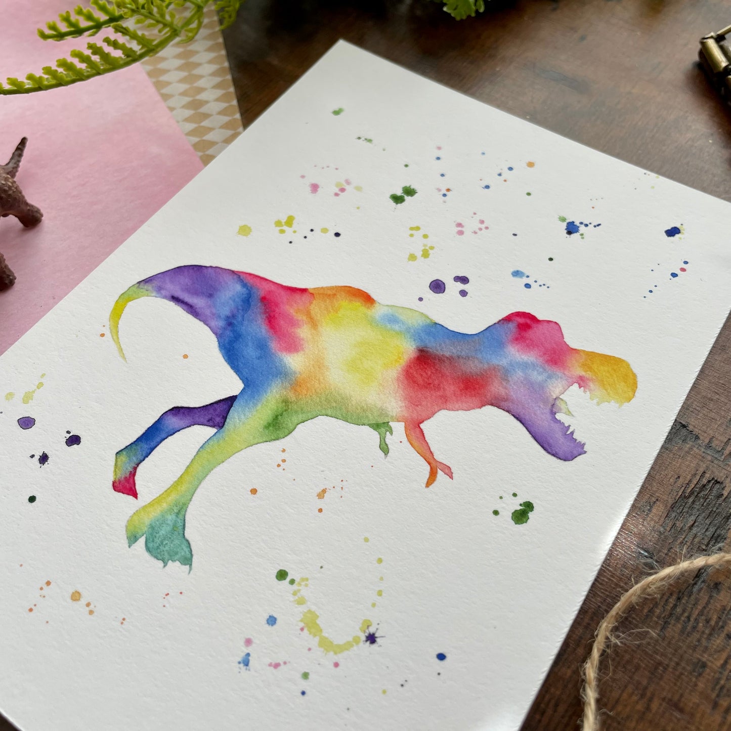 Rainbow T-Rex Art Print