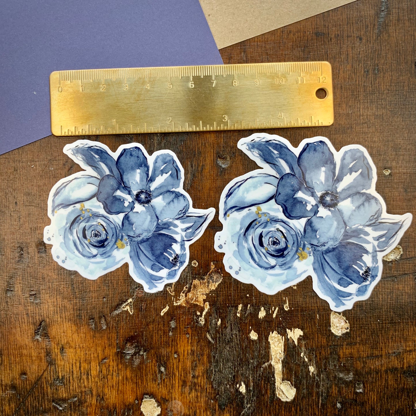 Blue Floral Vinyl Sticker