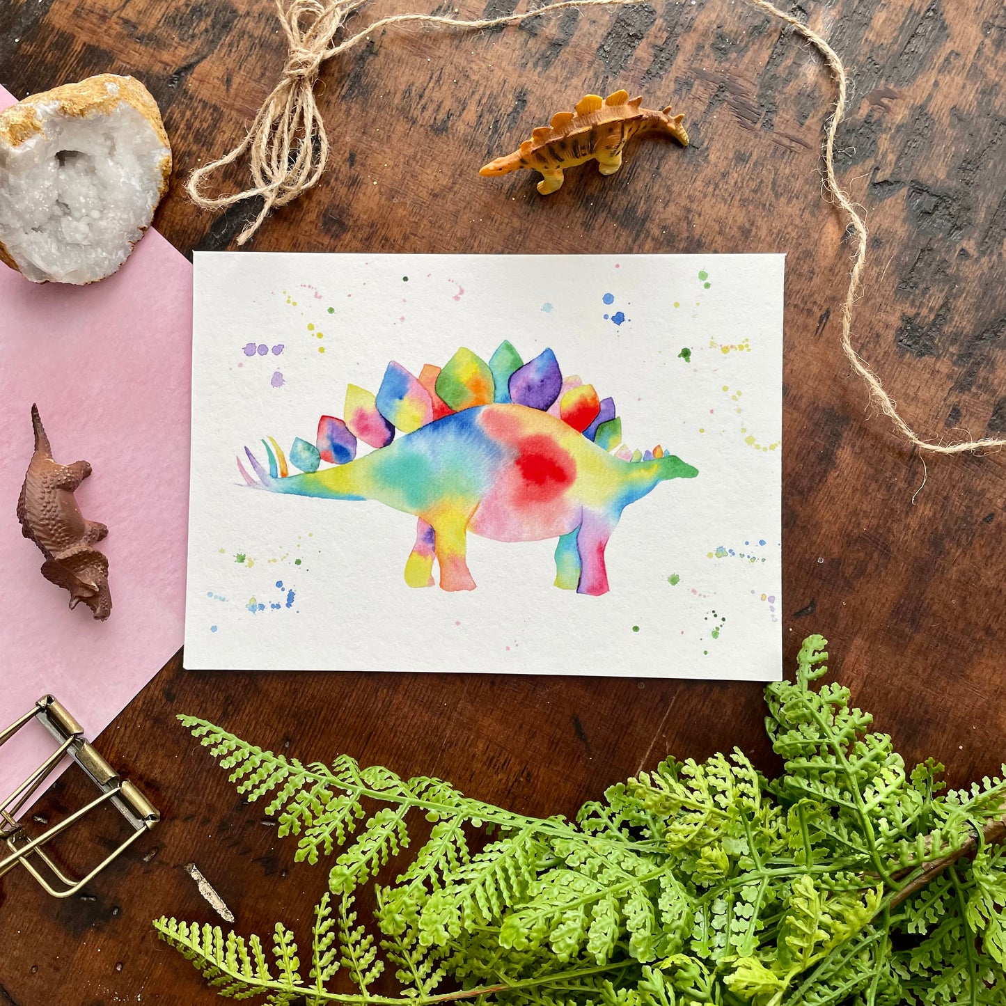 Rainbow Stegosaurus Art Print