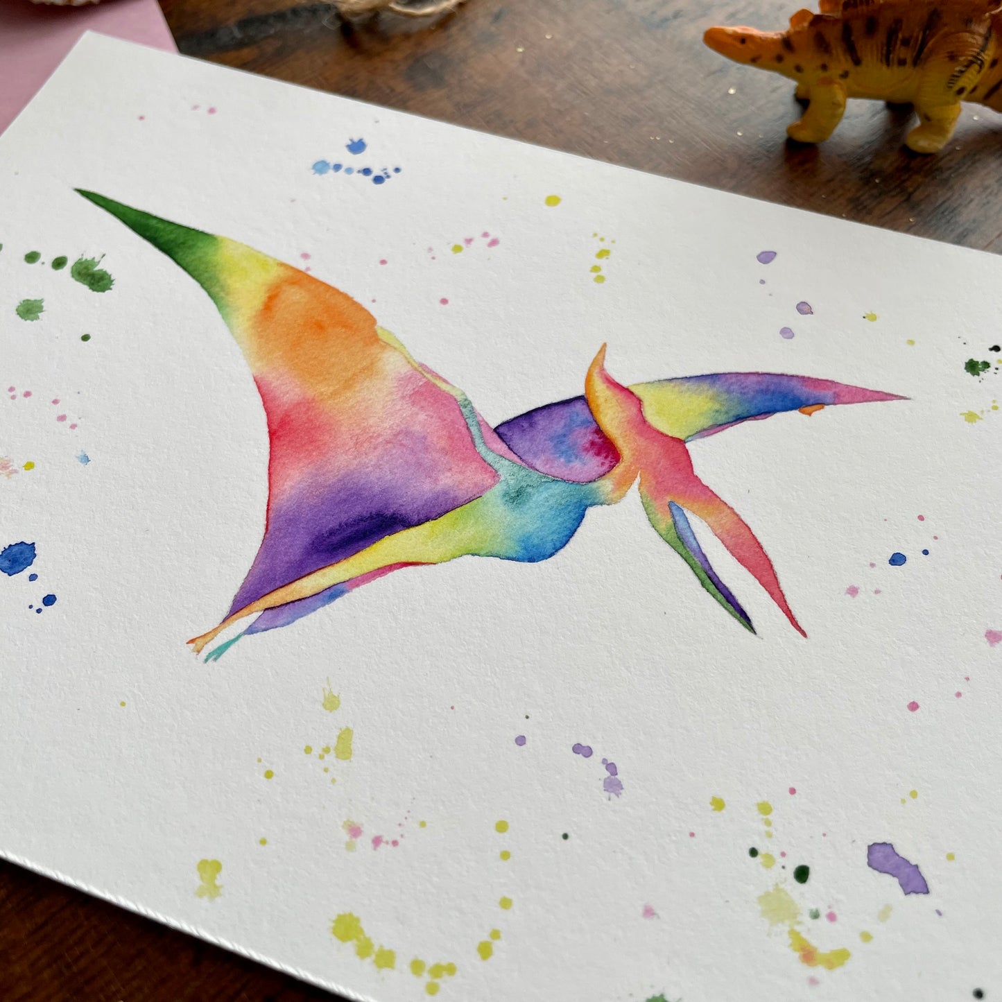 Rainbow Pterodactyl Art Print