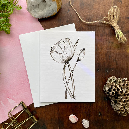 Tulip Botanical Pen & Ink Card