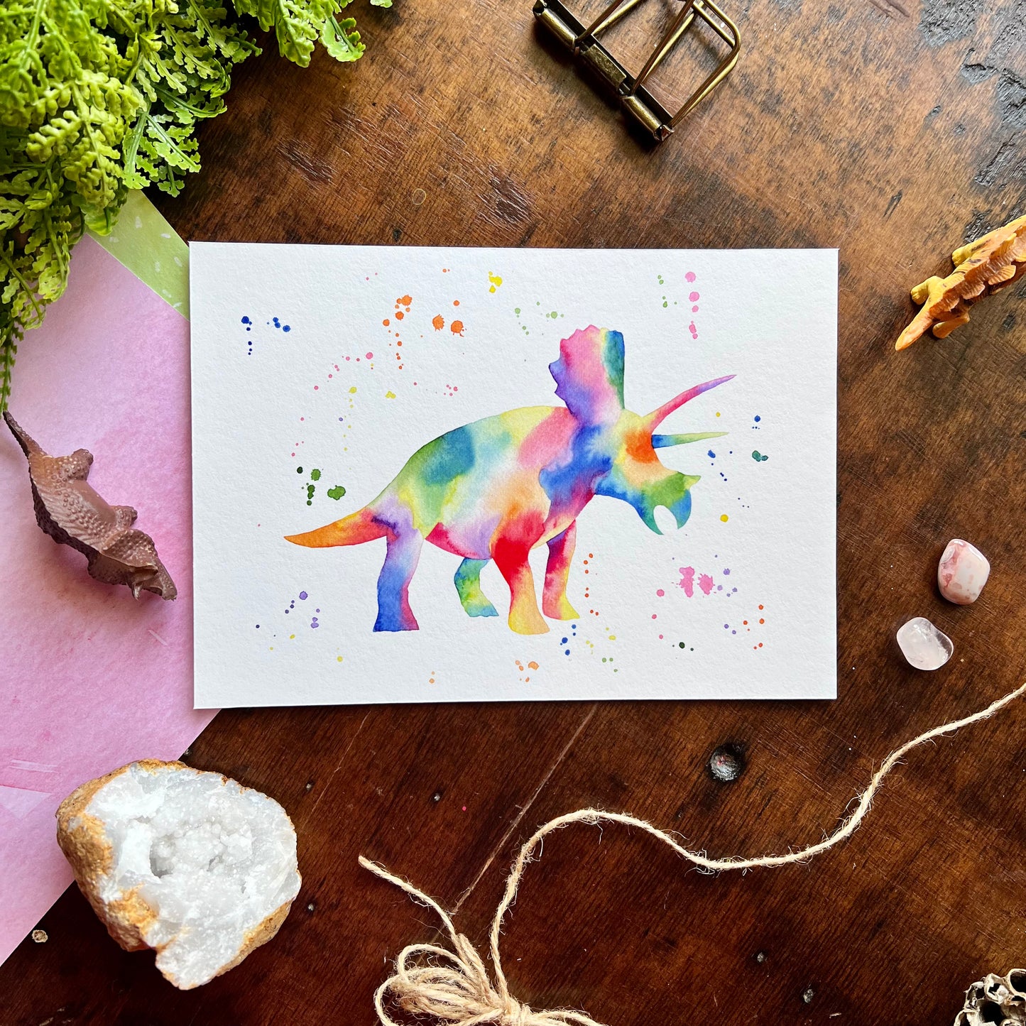 Rainbow Triceratops Print