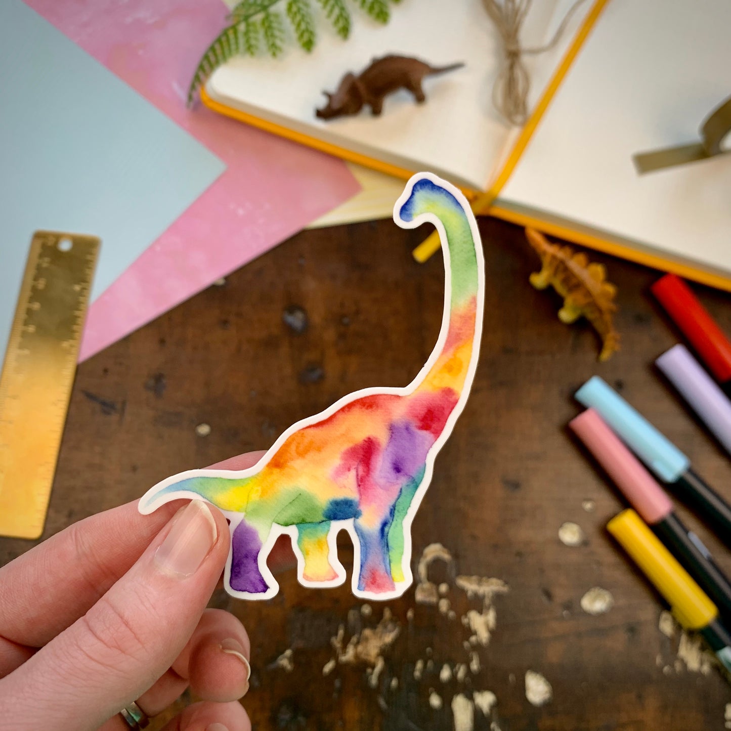 Rainbow Brachiosaurus Vinyl Sticker