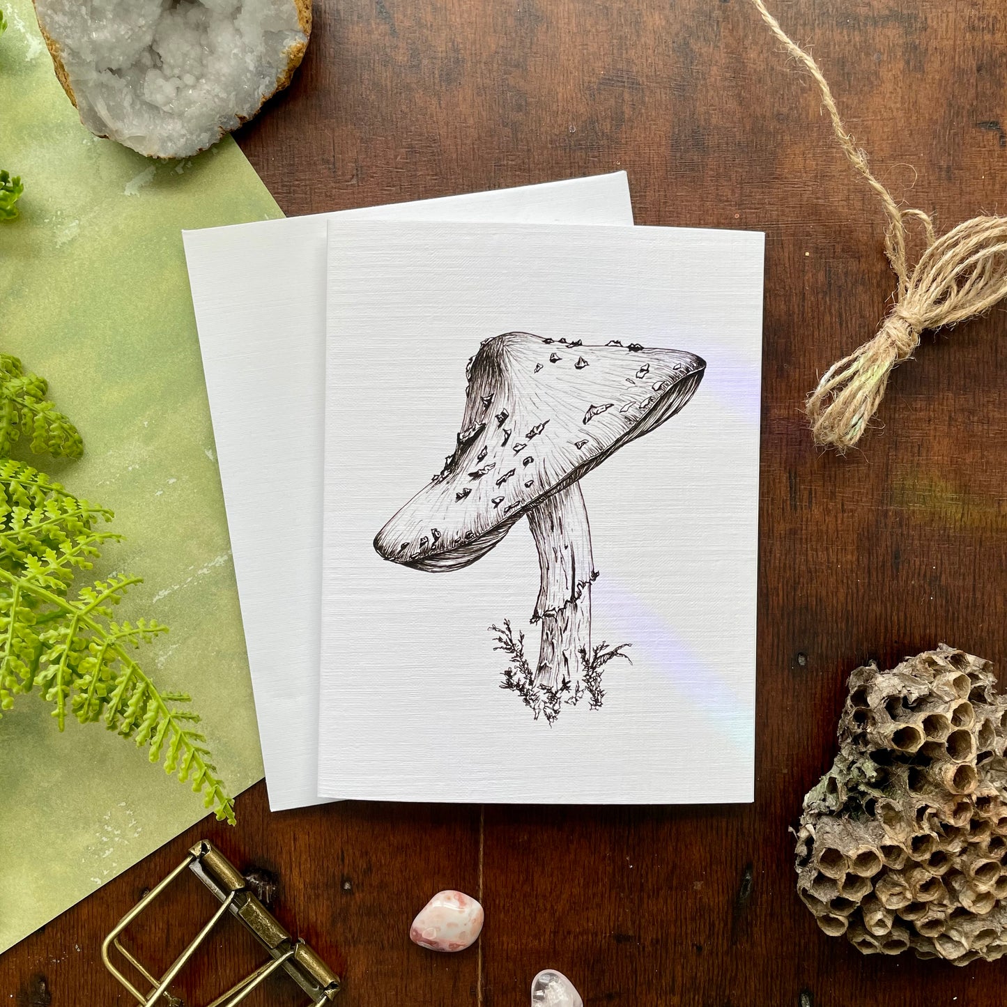 Mushroom Pen & Ink Card
