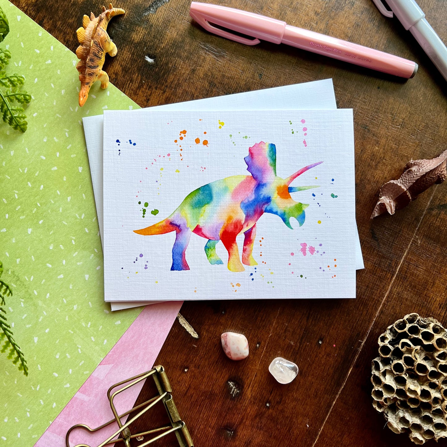 Rainbow Triceratops Card