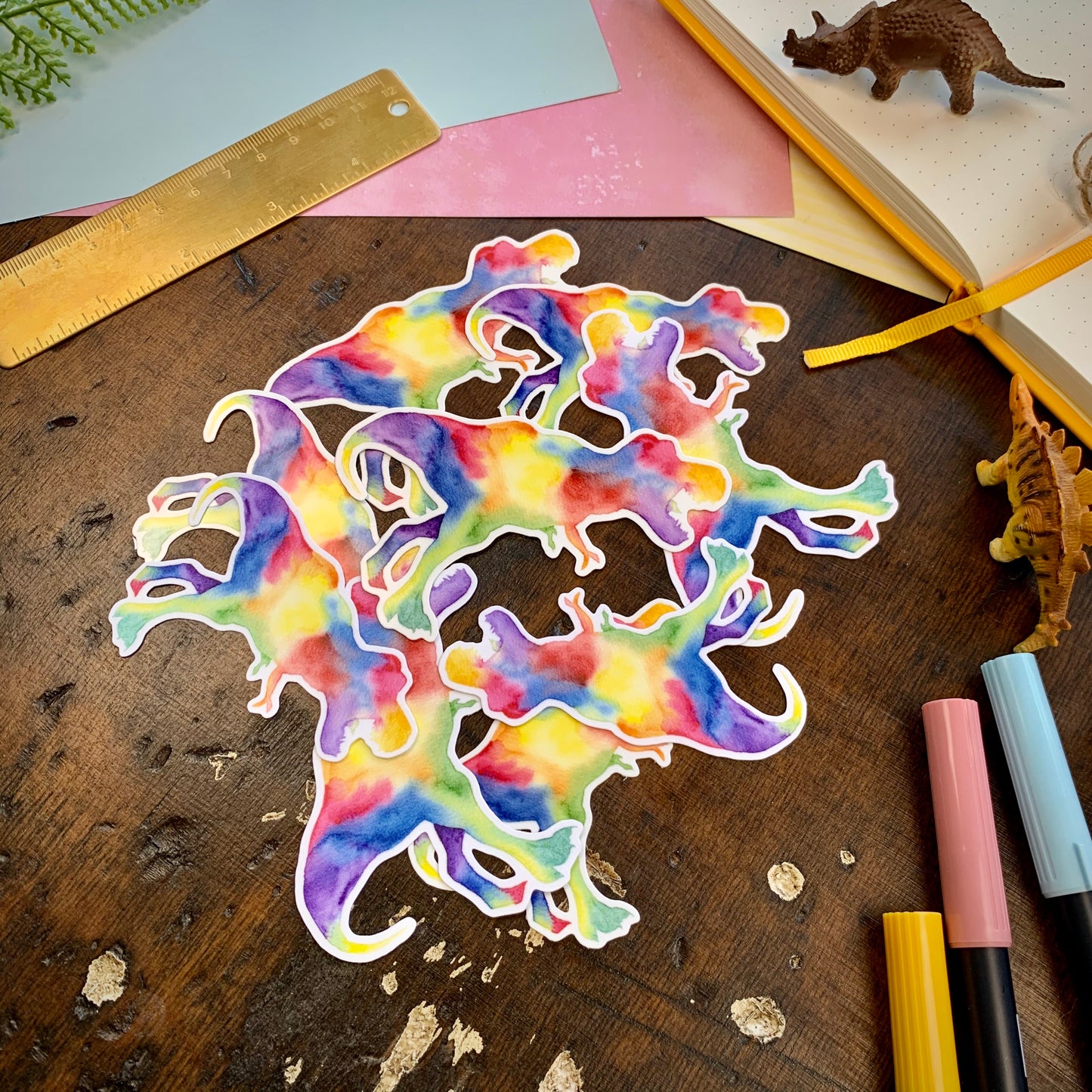 Rainbow T-Rex Vinyl Sticker