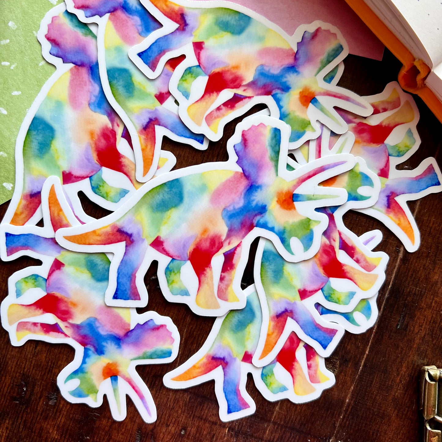 Rainbow Triceratops Vinyl Sticker