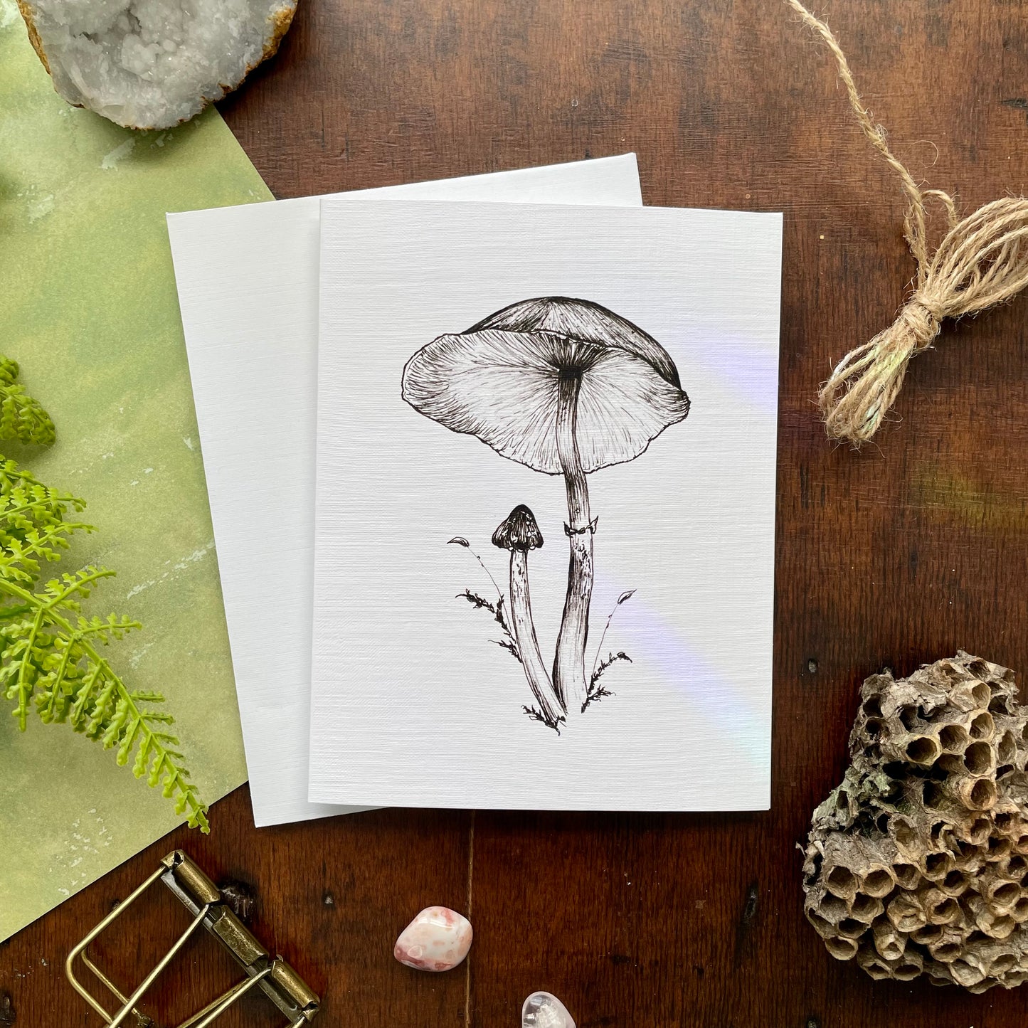 Mushroom Pen & Ink Card