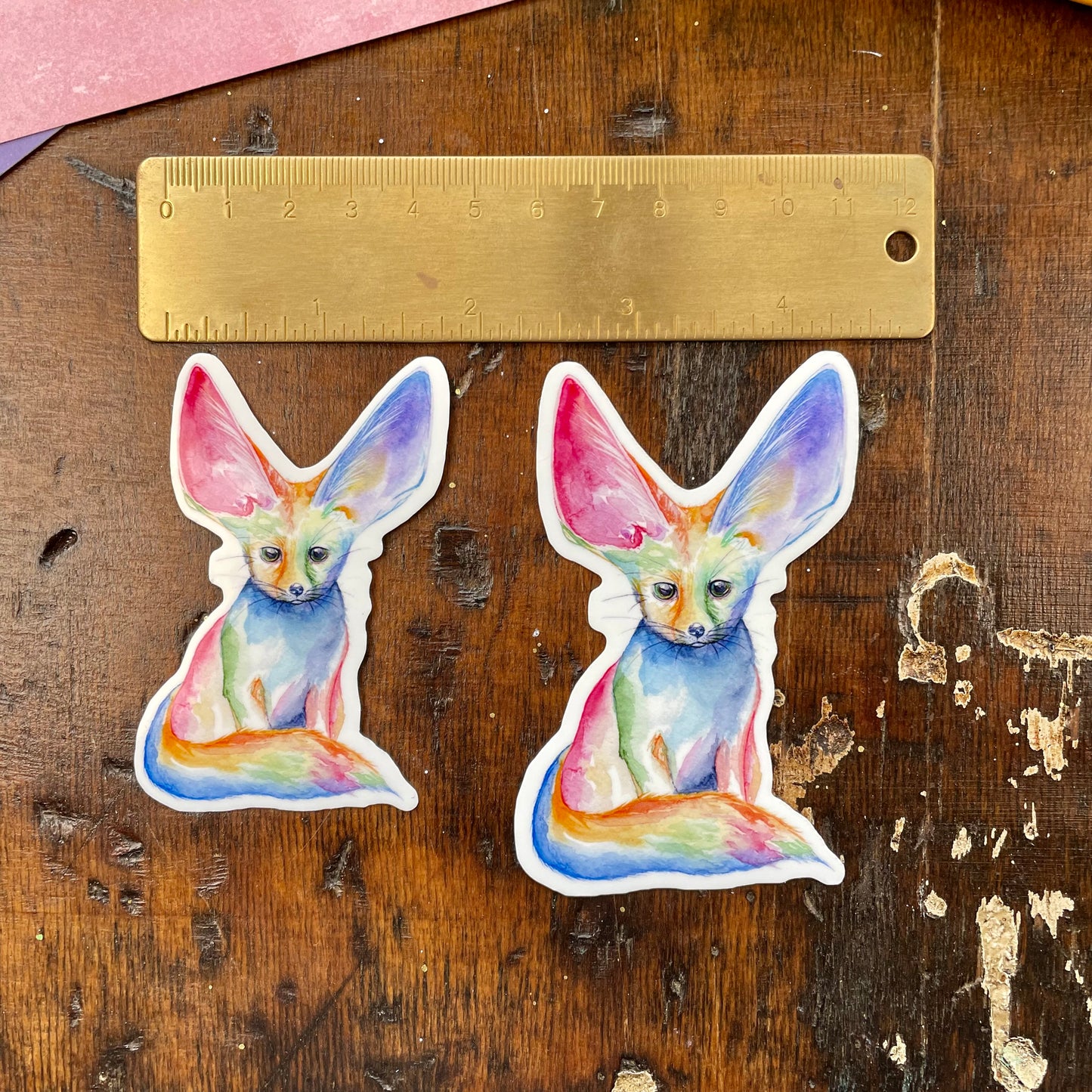 Rainbow Fennec Fox Vinyl Sticker