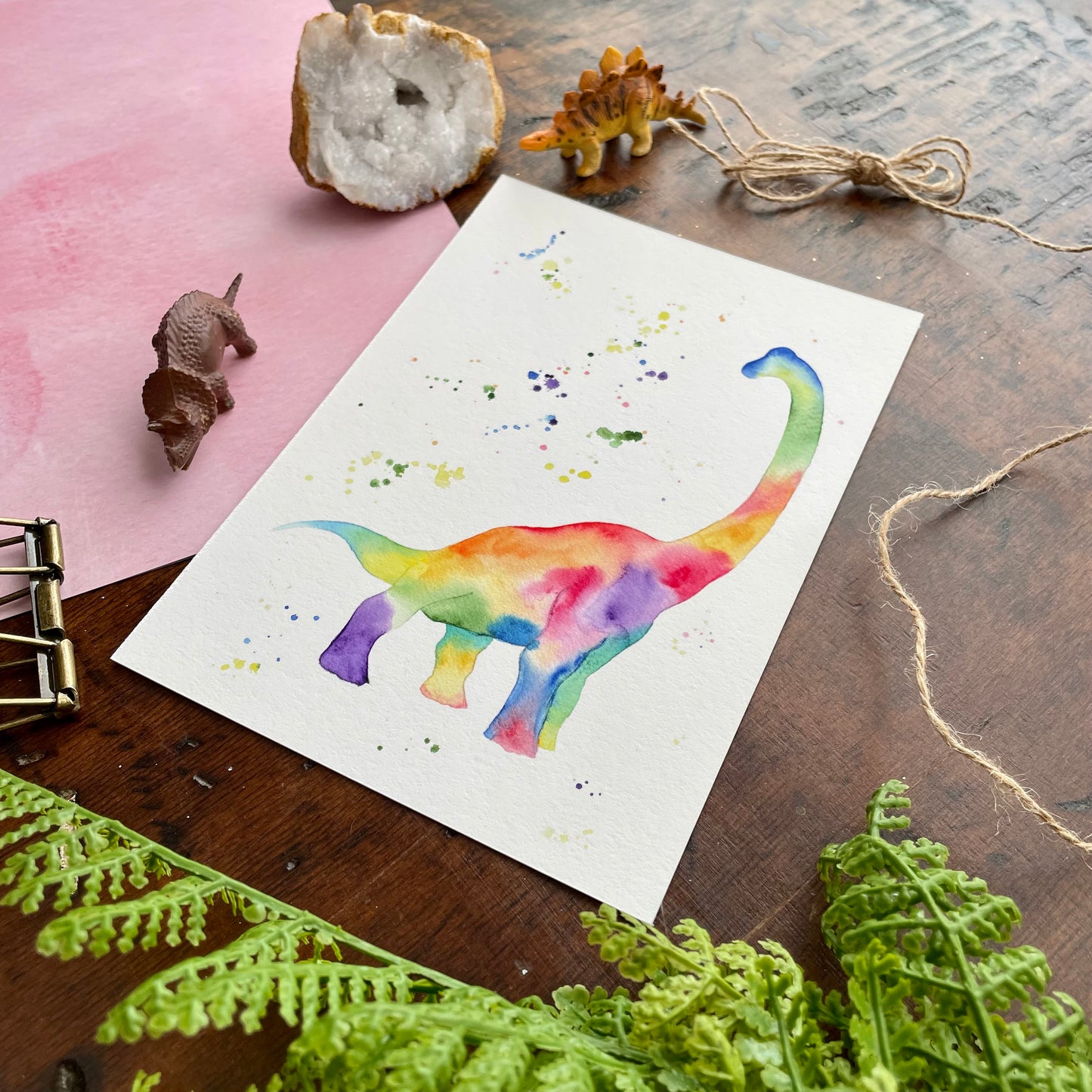 Rainbow Brachiosaurus Art Print
